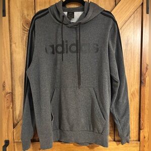 Adidas Men’s Pullover Hooded Sweatshirt Dark Gray - Size Large